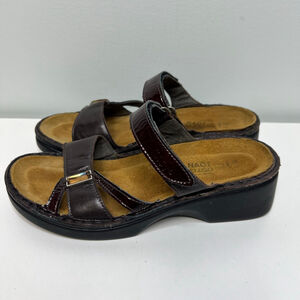 NAOT Brown Leather Sandals Size 38 (US 7) Slip On Comfort